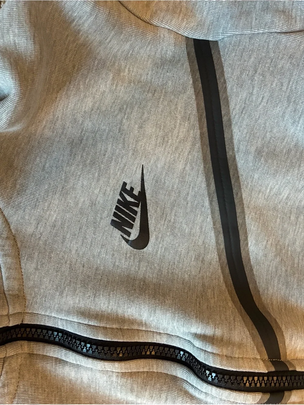 Nike Kids Light Grey Full-Zip Hoodie with Black Trim